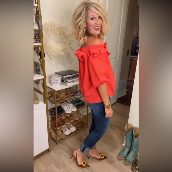 STYLEWE Red Off-Shoulder Ruffle Blouse - Picture 3 of 16